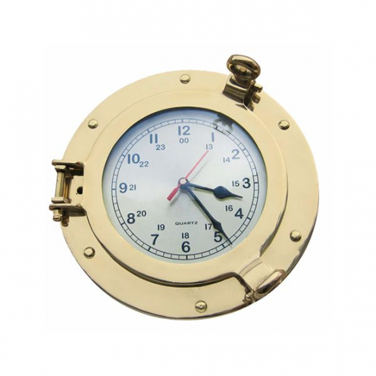 Schiffsuhr im Bullauge Messing