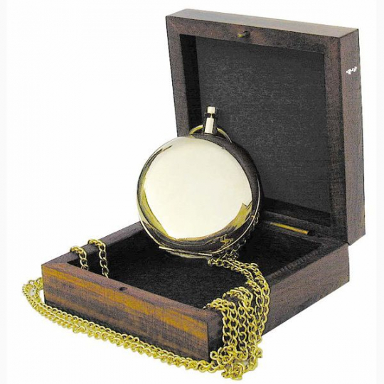 Kompass in Taschenuhrform in Holzbox