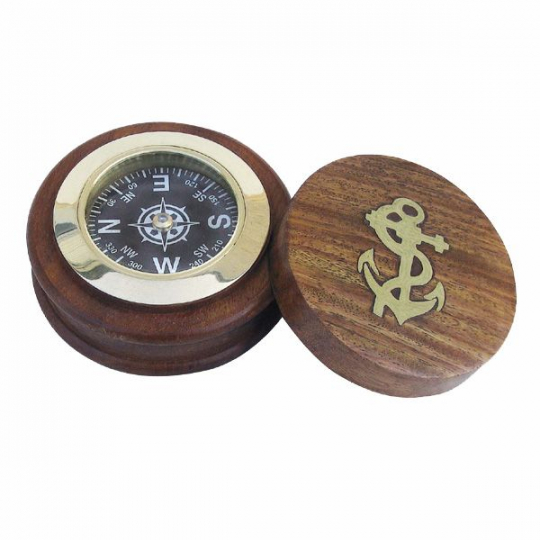 Kompass mit Holz-Deckel