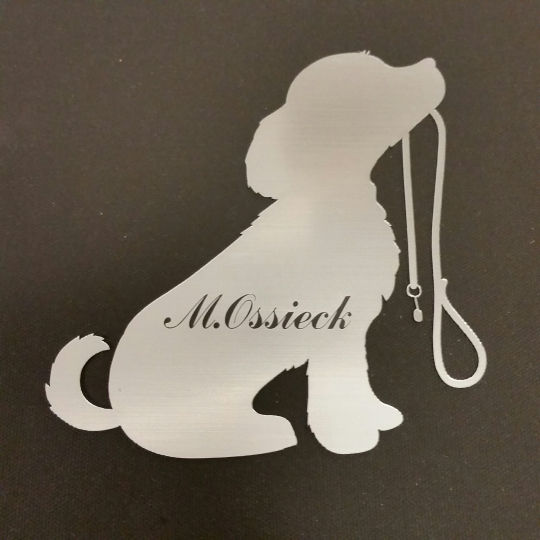 Edelstahlschild, niedlicher Hund