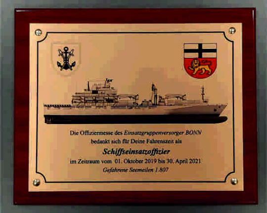 Abschiedsgeschenk Messing auf Holz 320x260mm