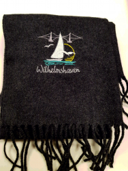 Schal anthrazit bestickt mit Wilhelmshaven-Motiv